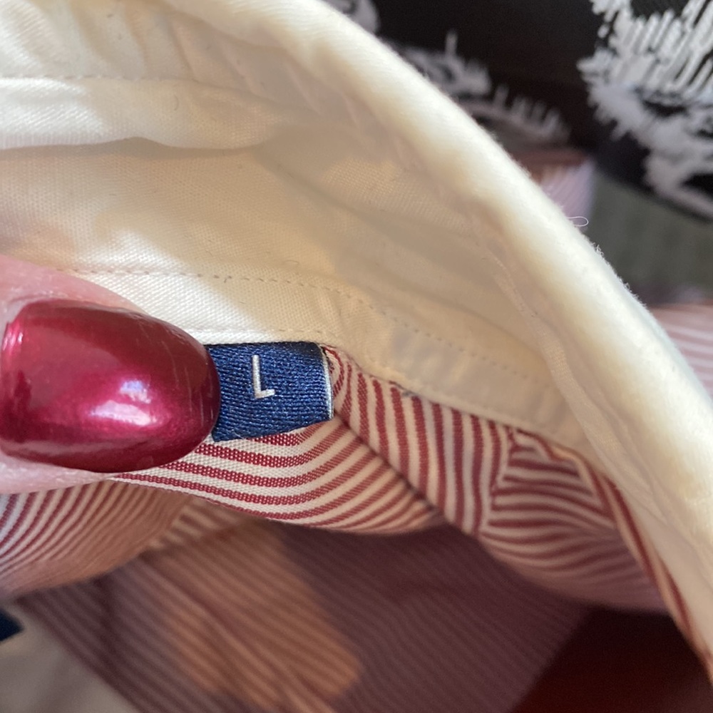 MENS Ferrari euro tailored Red pinstriped shirt with French cuffs. Size L - Picture 8 of 12